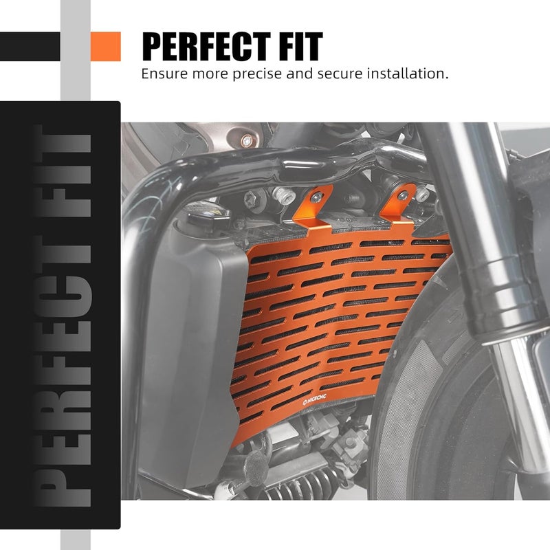 NICECNC Orange Radiator Protection Grille Radiator Shield Compatible with Harley Sportster S RH1250S 2021, 2022, 2023, 2024 - Image 2